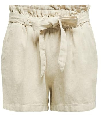 JDY Damen Jdysay Mw Linen WVN Noos Shorts, Oatmeal/Detail:Melange, 40 EU