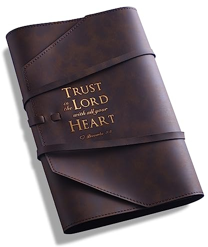 LParkin Bibel Hülle Leder Trust in The Lord with All Your Heart Proverbs 3:5 Hülle Geschenke für Buchliebhaber Mittlere Größe Bibel Ledereinband