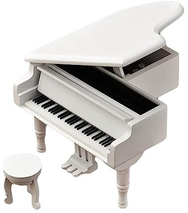 RUGOD Spieluhren Spieluhr Klavier, hölzerne Spieluhr, Klaviermodell, Display, Dekoration, Geschenk, Valentinstag, klassisch, schöne Spieluhr Dekoartikel (Color : Noir)