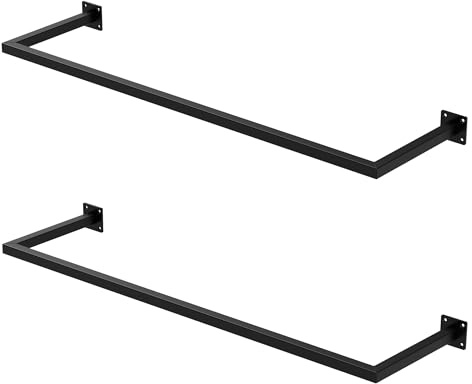 ML-Design 2x Tringle à Vêtements Rectangulaire, P30 x L110 cm, Noir, Acier Inoxydable, Tringle de Penderie Forme U, Portemanteau à Montage Mural, Porte-vêtements, Tringle à Linge + Matériel de Montage