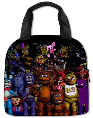 GOBIWM FNAF Lunchtasche, Lebensmittelbehälter, Tragetasche, isolierte Lunchtasche, Kühlakkus, Lunchbox, tragbare Tragetasche für Arbeit, Schule, Picknick, Camping (Typ 6, 21 x 20 x 11,5 cm)