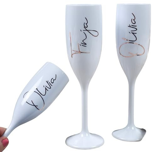personalisiertes Sektglas zum JGA | Sektgläser mit Namen zum Junggesellinnenabschied für Frauen | Accessoires Brautparty Hochzeit