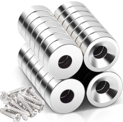 30 Stück Neodym Magnete mit Loch 8x3mm,Blende 3 mm,Magnete Stark Displate Extra Stark Flach zum Anschrauben,Magneten Starker Halt zum kleben, Rund Magnet mit Schrauben für Magnettafel Küche Büro