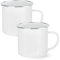 Bieiyhe 2 Er Emaille Tasse 380 ml,Emaille Becher Vintage,Campingtasse,Blechtassen Mit Henkel,Enamel Mug,Kaffeetasse für Outdoor,Coffee Trinkbecher,Mug Becher,Becher zum Campen für Geschenk-Weiß