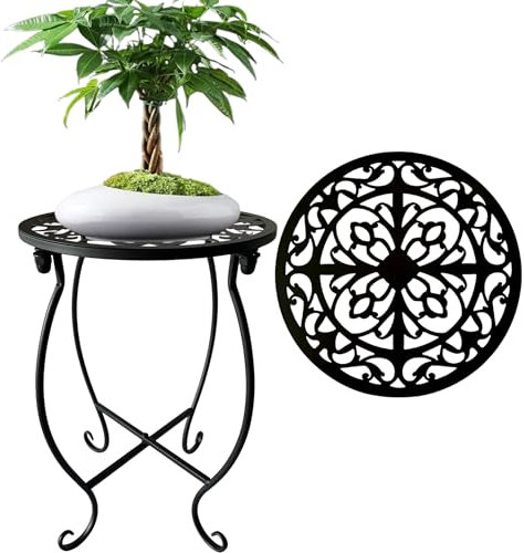 EKINIYAR Plant Stand Indoor Outdoor, Set of 1 Metal Plant Stand for Indoor Plants Iron Art Flower Pot Holder Decoration Shelf Racks for Single Planter Use in Garden Patio Corner