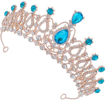 Healeved Tiara Für Diademe Für Mädchen Rosa Krone Tiara-stirnbänder Für Frauen Kostüm Tiara Festzugskrone Strass-brautkrone Kronenkinder Tiara-krone Zinklegierung Sky-blue