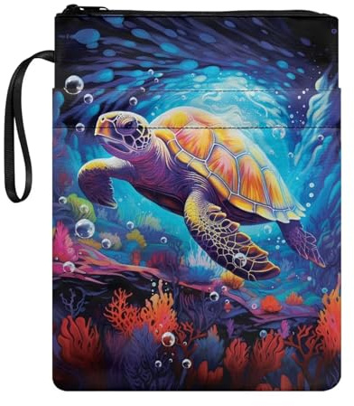 Buchumschlag 3D Sea Turrtle Hardcover waschbar waschbar Stoff tragbar mit Fronttasche Reißverschluss Bücher Protector Pounch mit Reißverschluss
