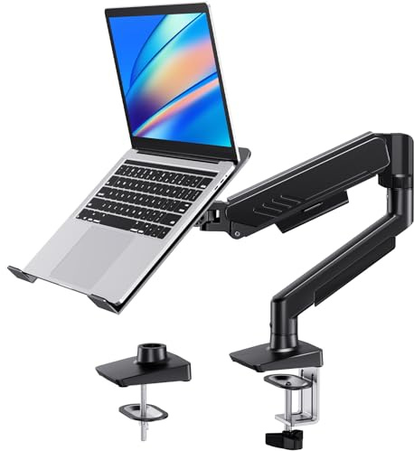 HUANUO Braccio regolabile per monitor da 13 a 34 pollici, supporto da scrivania per laptop fino a 17, supporta 2,2-9 kg, VESA 75 x 75 100 x 100, 2 opzioni di montaggio