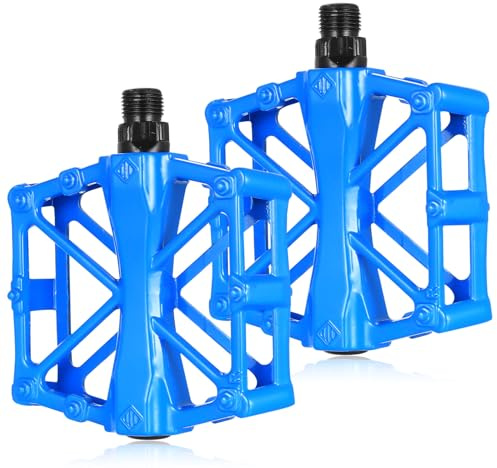 1 Paar Mountainbike-Pedale, MTB-Pedale, Fahrradpedale, rutschfestes Aluminium, 9/16-Zoll-Gewinde, flache Pedale für die meisten Fahrräder, Rennräder, Schwarz (blau)