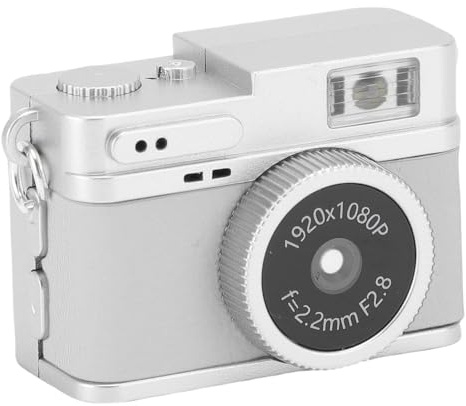 Tosuny Mini Fotocamera Digitale Vintage, Videocamera 1080P 2MP con Schermo a Colori da 0,96 Pollici, Luce di Riempimento a LED, 4 Filtri Fotografici, Fotocamere Digitali Tascabili per (White)