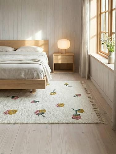 RugVista Linnea Kinderteppich, 140 x 200 cm, Off Weiß/Multi | Moderne, Rechteckig, Niedriger Stapel, Nur chemische Reinigung, Oeko-Tex 100, Ohne gefährliche Chemikalien, Kinderzimmer