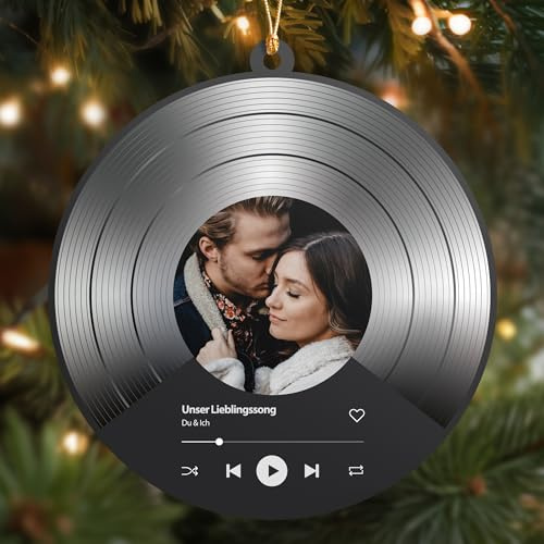 Musik Schallplatte XXL Weihnachtsbaumschmuck aus Holz - personalisierte Weihnachtskugeln, Schallplatten Christbaumschmuck, Vinyl Schallplatten Weihnachtsdeko - Vinyl, Platten Geschenkidee