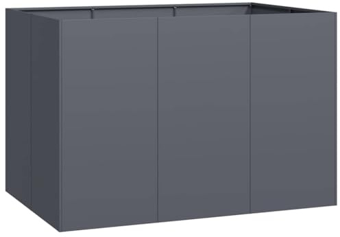 XHNIFBN Anthrazit Pflanzkasten 120x80x80 cm Kaltstahl Hochbeet Garten Balkon Terrasse offenes Boden Kräuter Blumen
