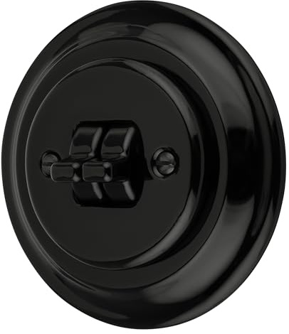 Unterputz Porzellan Retro Toggle Doppelschalter, All-in-One, Serie PR1 schwarz