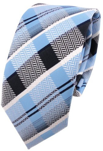 TigerTie - schmale Designer Krawatte in blau hellblau silber weiß marine gestreift