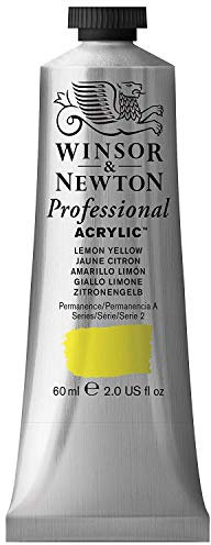 Winsor & Newton 2320346 Professional Acrylfarbe in Künstlerqualität, hohe Farbbrillanz & Deckkraft, Archivqualität, 60ml Tube - Zitronengelb