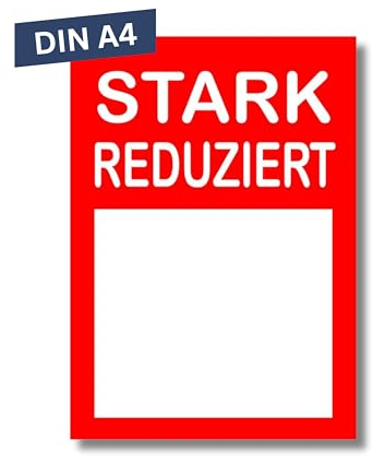Pokornys – 10x DIN A4 Werbeplakat “STARK REDUZIERT” als Kundenstopper I Werbeschild/Aufsteller für Aktionsartikel & reduzierte Ware I Rabatt Plakat in Rot/Weiß mit Textfeld