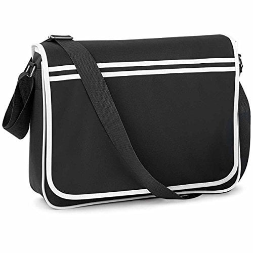 BagBase Unisex Bg071bkwh Retro Messenger, Black/White, M UK