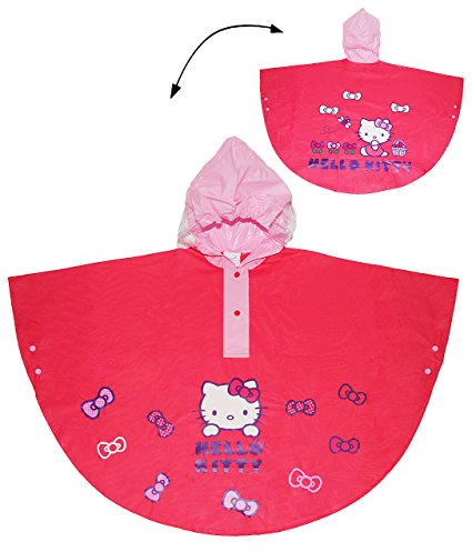 alles-meine.de GmbH Regenponcho/Regencape - Hello Kitty - Gr. 110-116 - 122 - Circa 4 bis 6 Jahre - für Kinder - Mädchen - Tiere Katzen Fahrrad/Regen Poncho - Regenmant..
