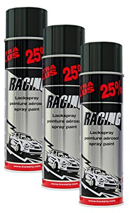 3X KWASNY 288 905 Auto-K Racing Lackspray schwarz Glanz 500ml