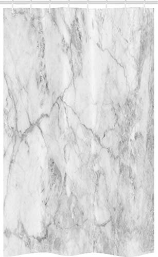 ABAKUHAUS Marbre Rideau de Douche Stalle, Lignes Stained Grunge, Ensemble de Salle de Bain en Tissu en Crochets, 120 x 180 cm, Gris Blanc