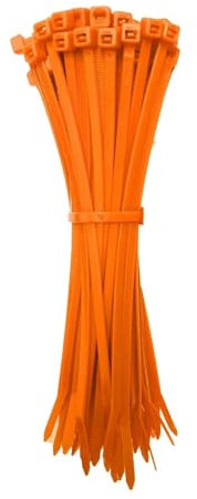 Kabelbinder Orange 100 Stück, 300 mm x 4,8 mm mit 22 kg Zugfestigkeit aus Nylon 66, permanent schließend WeltiesSmartTools