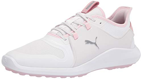 PUMA Women's Ignite Fasten8 Golf Shoe, Puma White Puma Silver Pink Lady, 7 UK