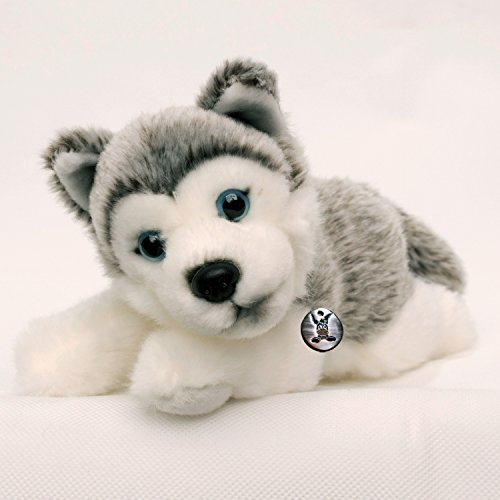 Husky Welpe Anouk liegend 22 cm Schlittenhund Alaskan Malamute Kuscheltier Plüschtier Hund Plüschhund