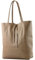 modamoda de T163 Damen Leder Shopper Schultertasche Large mit Innentasche handmade in Italy, Farbe:Graubeige2021