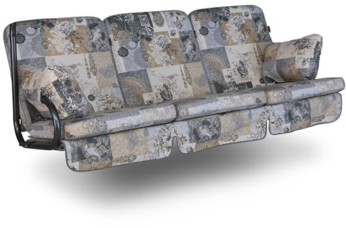 Angerer Freizeitmöbel GmbH Hollywoodschaukel Auflage Comfort - passend für viele 3-Sitzer Hollywoodschaukeln - Schaukelauflage Made in Germany (Grau-Beige Gemustert)