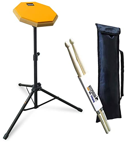 keepdrum DPOR8 Practice Pad Übungspad Orange 8 Zoll + Stativ + Drumsticks