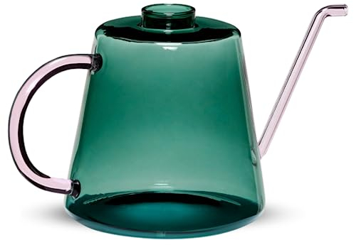 Dezain® - Gießkanne Raili 1l aus Glas | kleine Gießkanne für Zimmerpflanzen & Balkon-Blumen | Indoor Watering Can | skandinavisches Design | Mini Gießkanne in Dunkelgrün