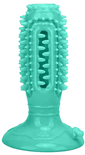 TITA-DONG Jouet à Mâcher pour Brosse à Dents pour Chien, Jouets de Nettoyage pour Brosse à Dents pour Animaux de Compagnie avec Ventouse, Jouet de Brosse à Dents en Caoutchouc Résistant aux(lac Bleu)