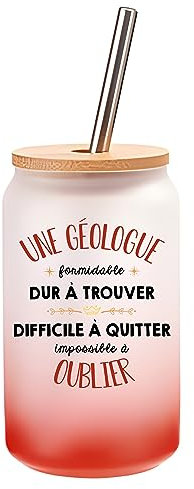 Planetee Verre Cocktail Une Géologue Formidable | Idée Cadeau Verre à Eau avec Paille