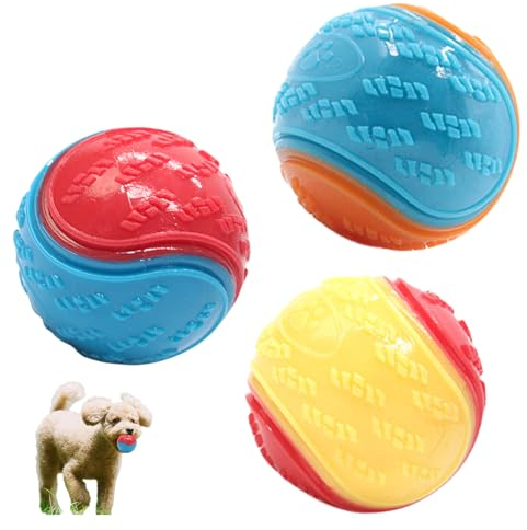 HZZXCH 3-Piece Squeaky Dog Ball Set - Interactive Dog Toys for Training & Teeth Cleaning (Random Colors)