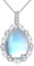 YAFEINI Mondstein Kette für Damen 925 Sterling Silber Blau Mondstein Anhänger Halskette Tropfen Kette Schmuck Geschenk