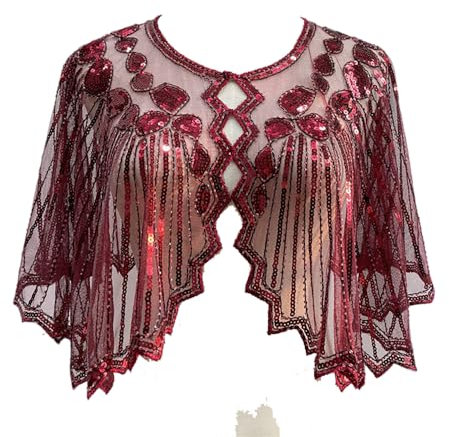 VILOREE Damen Umschlagtücher Stola für Abendkleid 1920s Retro Schal Hochzeit Party Braut Schal Gatsby Kostüm Accessoires Rot (58)