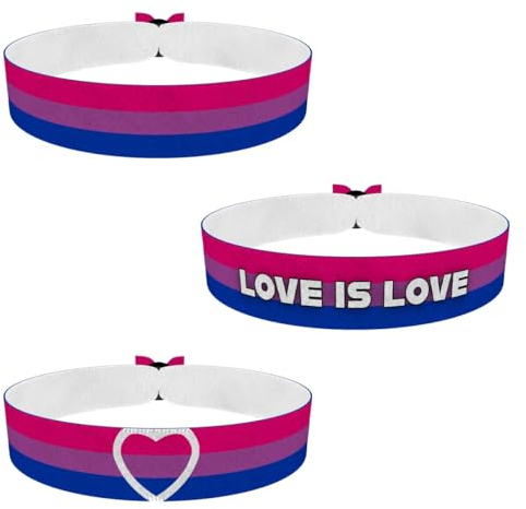 LGBTQ Bisexual #2 Stoffarmband-3er Set für Damen und Herren - handgefertigt und wasserfest - Freundschaftsarmbänder aus Stoff - Geschenk für LGBT Pride und