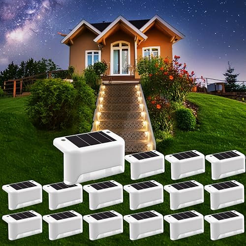 Liiisi 16 Unità Luce Solare Scale, Luci Solari Da Giardino, Decorazione Terrazza Esterna, Luci Solari, Gradini Esterni, Recinzione, Patio, Terrazza, Grondaia, Luci Solari Esterne, Luce Calda.