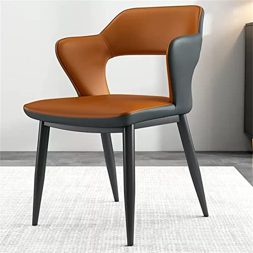 Generic Stuhl, Moderne Esszimmerstühle, Hohe Rückenküchenstühle, Wohnzimmer Schreibtisch Seitenstuhl, Kunstleder Gepolsterter Stuhl Mit Metallbeinen/Curry/48 * 44 * 78Cm