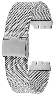 AXTGBHL Passend for Milan Metall-Uhrenarmband, passend for Swatch YCS YAS YGS Irony, Edelstahl-Armband 17 mm, 19 mm, 20 mm, atmungsaktives Armband for Männer und Frauen(Silver,17mm)
