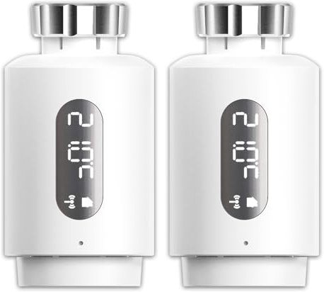 ANTELA Termostato Intelligente, Termostato per Riscaldamento Wifi, Valvola Termostatica Wifi Compatibile con Alexa, Controllo Remoto, 2.4Ghz, 2 Pezzi