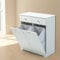 WestWood Modern Foldable Tilt-Out Laundry Cabinet Bathroom Living Room Bin Holder Kitchen Trash Cabinet with 2 Laundry Basket Drawers Metal Handle Cupboard Storage Organiser for Clothes White