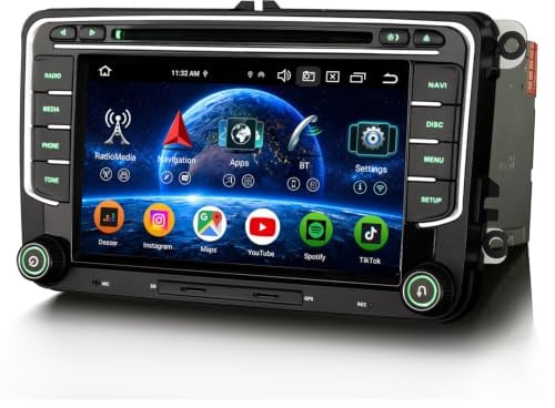 Android 16 4GB+64GB 8-Kern DVD Autoradio GPS Navi für VW Passat B6 Golf V VI Touran Skoda Seat Tiguan Jetta T5 Sharan Polo 7 Zoll Touchscreen CarPlay Android Auto DAB+ WiFi 4G FM Bluetooth 5.0 A2DP