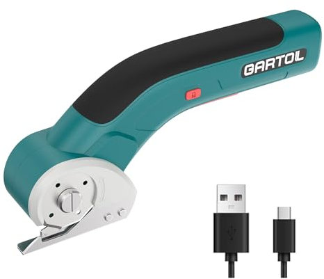 GARTOL Electric Cardboard Cutter, Cordless Electric Scissors for Box, Plastic, Carpet, Fabric, Leather, Cardboard, Low Noise, Portable Powerful Rotary Cutter for Sewing, Crafts, DIY Projects