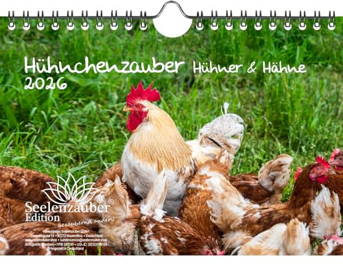 Hünchenzauber Hühner und Hähne DIN A5 Kalender für 2026 Vogel - Seelenzauber