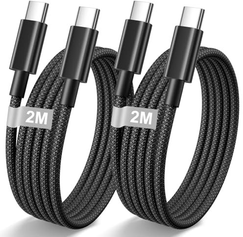 AINPOW iPhone 15 16 Câble USB C vers USB C 2M/Lot de 2, Câble Type C Charge Rapide PD 60W Cordon iPhone 16 pour iPhone 16 Pro Max/16 Plus/16/15 Plus/15,iPad Pro