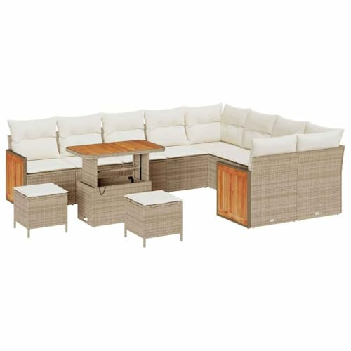 vidaXL Garten-Sofa-Set 12 pcs Beige und Creme 90 x 55 x 71 cm, Garten und Terrasse, modernes Outdoor-Sofa Set, Robustes Möbel für gemütliches Entspannen