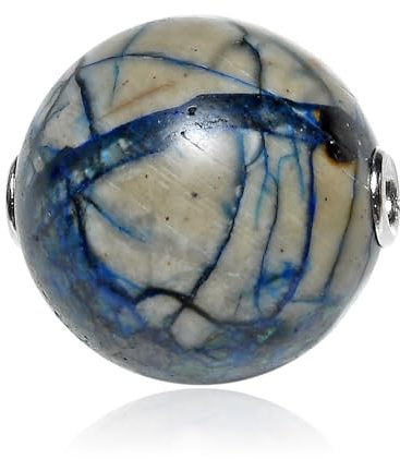 Cavill Shattuckit Silberanhänger rund 51 ct aus Namibia 925er Sterling Silber MONOSONO COLLECTION moderner handgefertigter Anhänger tiefblaue und grüne Adern 20 mm Kugel