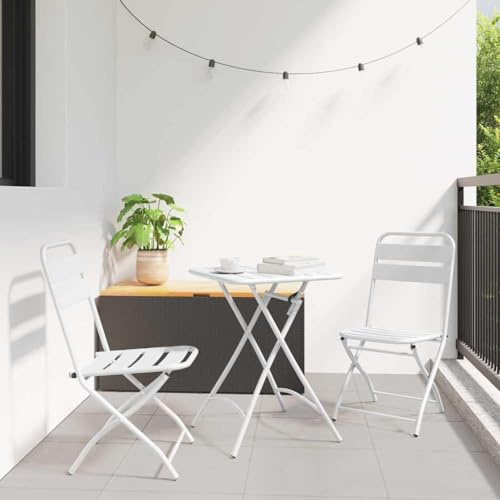 Frdhee Klappsessel Terrassenstuhl Stapelstuhl,Garten Klappstuhl 2 pcs Weiß 55 x 56,5 x 91cm Stahl,Für Garten Indoor Und Outdoor,Einfach Einzurichten